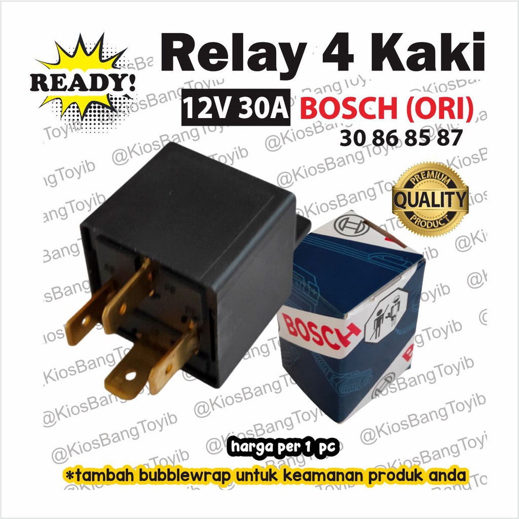 (ORI BOSCH) Relay Riley 4 Kaki 12V 30A Relay Klakson / Lampu