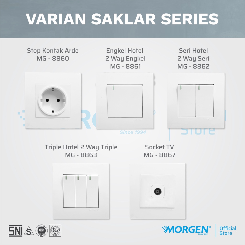 Morgen Saklar IB M Series MG 8854 Saklar IB Engkel + StopKontak Biasa SNI