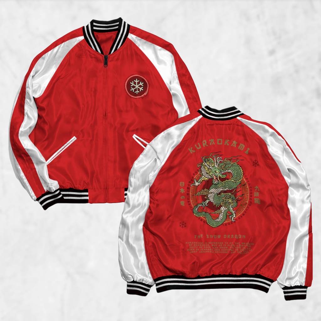 Fortglass Jaket Sukajan Motif DRAGON Sablon Jaket Pria Wanita Distro Unisex Japan Premium Original