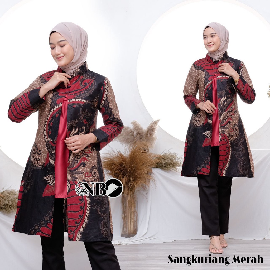 Tunik Batik Wanita Modern Atasan Batik Kerja Kantor Wanita