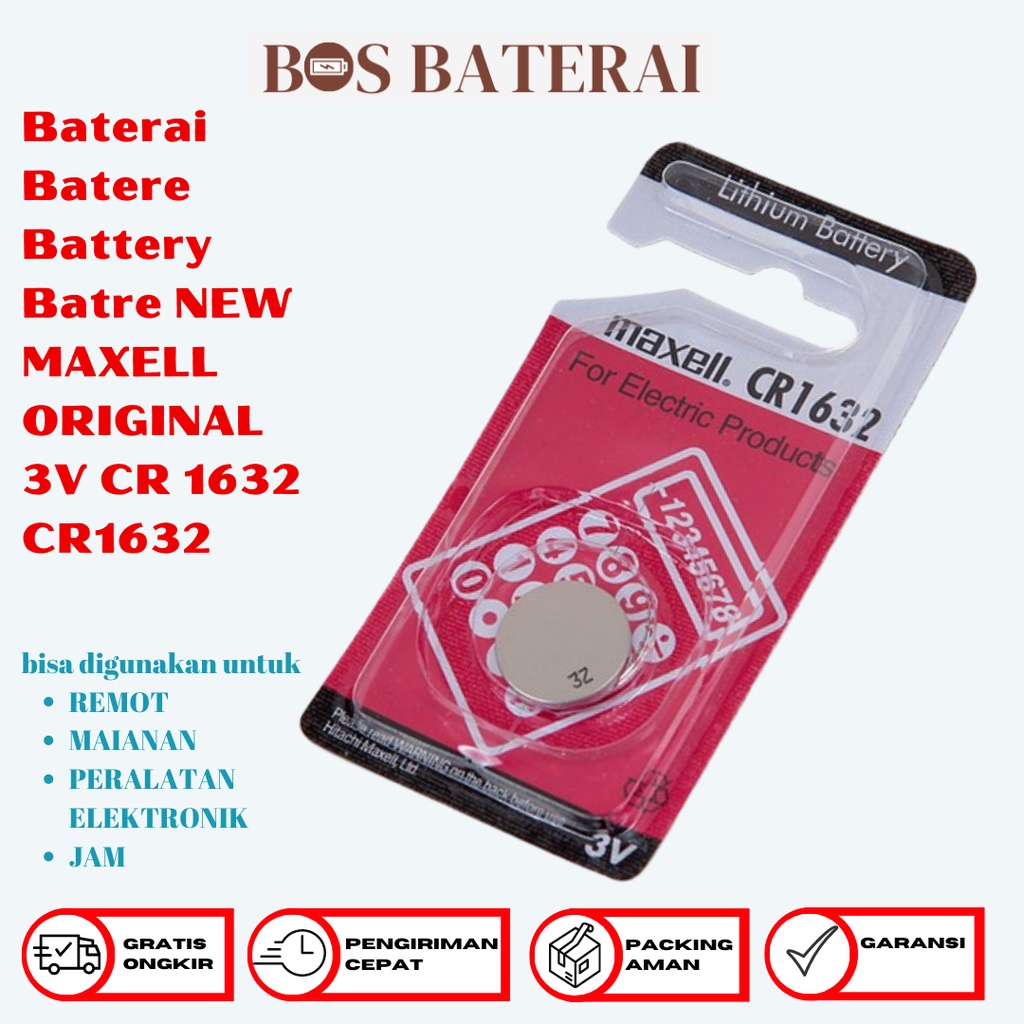 Baterai Batere Battery Batre NEW MAXELL ORIGINAL 3V CR 1632 CR1632