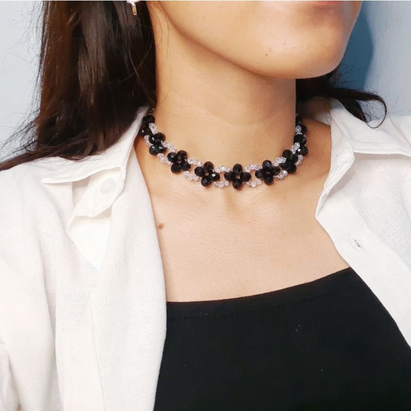 Kalung manik crystal choker / kalung beads choker