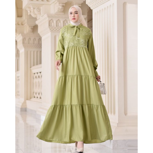 Kalila Gamis Katun Toyobo Mix Brukat Ukuran JUMBO Wanita Dewasa Terbaru Kekinian Lebaran Seragam Kon