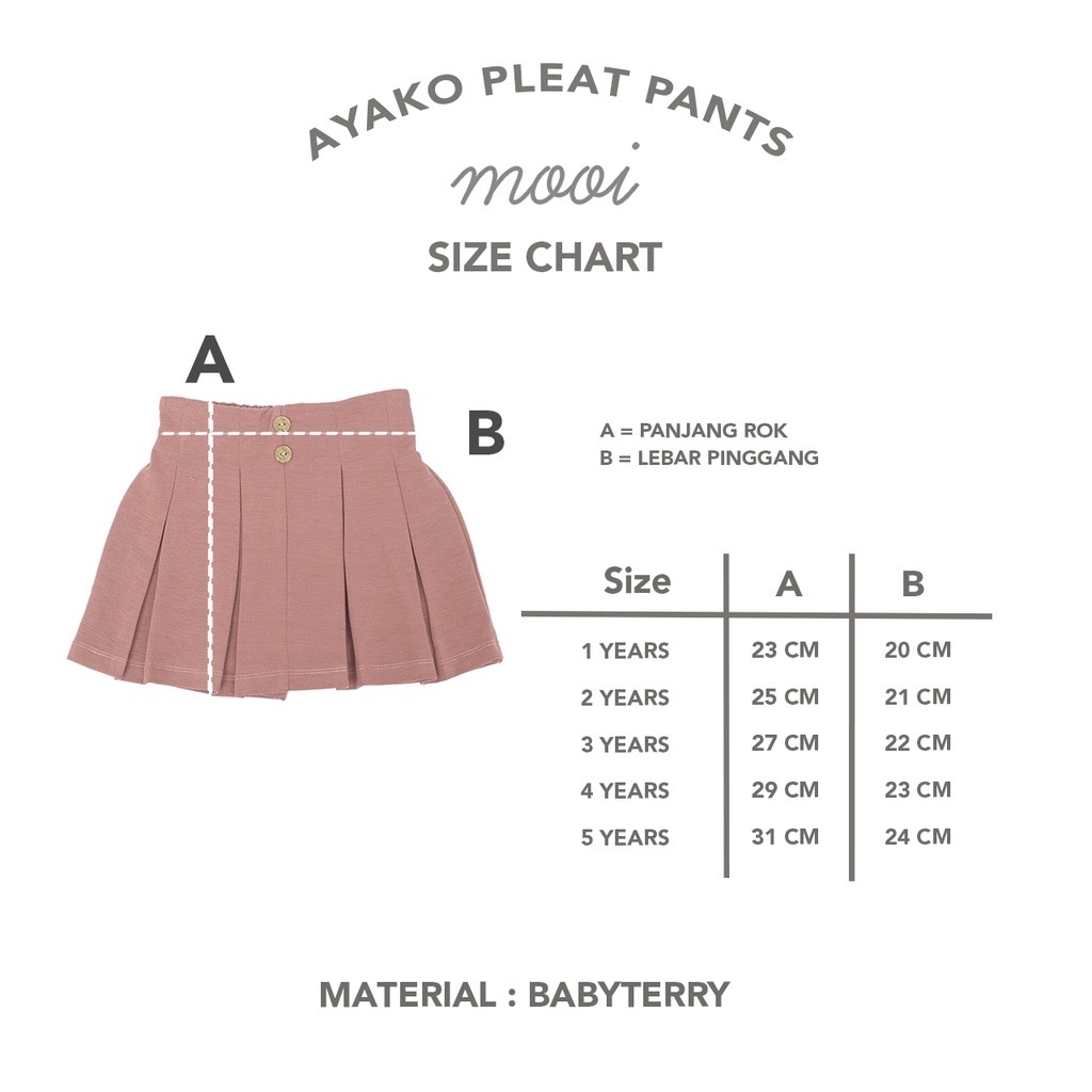 Mooi Rok Anak Perempuan Ayako Pleat Pants / Rok Anak Perempuan 1-5 Tahun