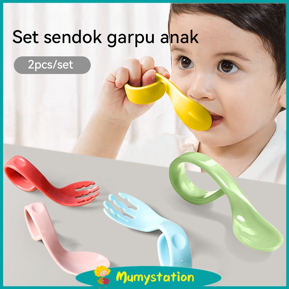 Mumystation 2pcs/Set Sendok Garpu makan Anak bayi alat makan anak bayi balita