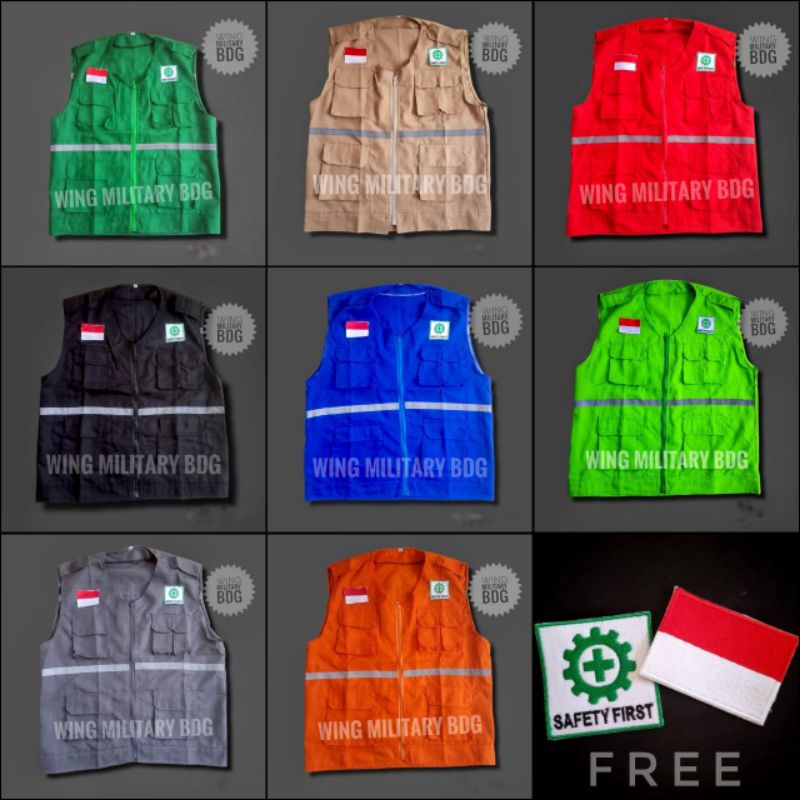 Rompi Safety Proyek Free Bordir Logo Safety Bendera