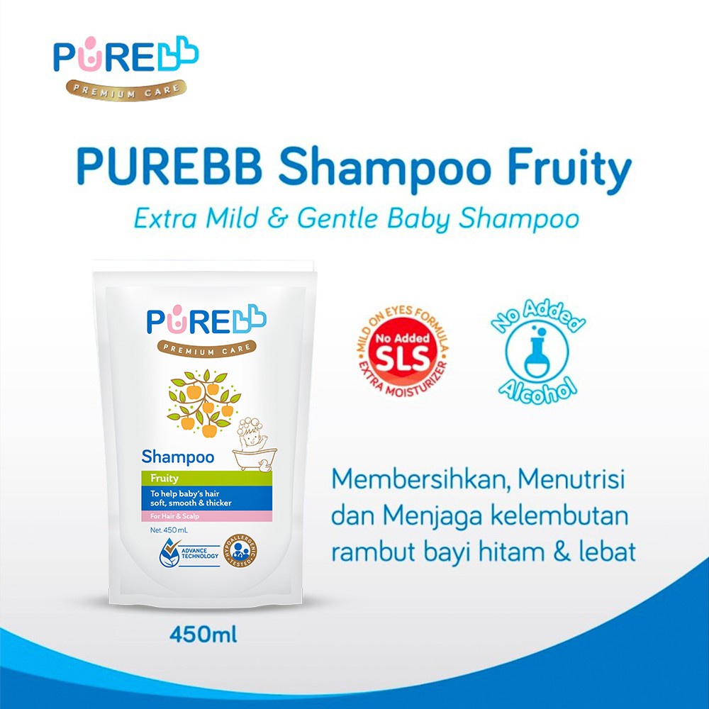 Pure BB Baby Shampoo Bayi Fruity Refill Pack - 450 ml