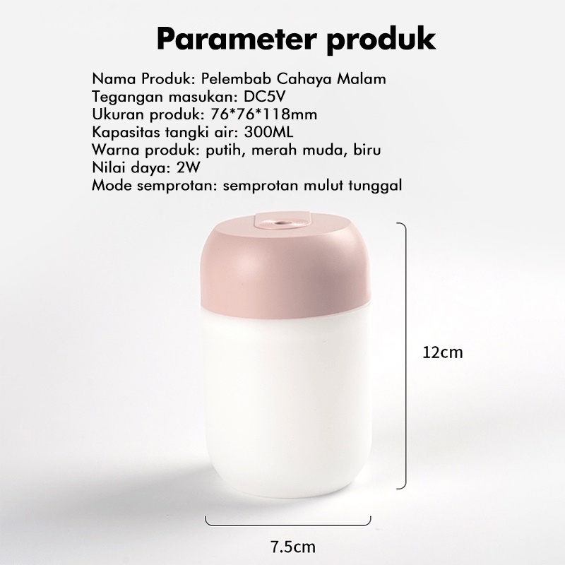 Mini Humidifier 300ml / Aromatherapy Purifier Diffuser/ Penjernih Udara Aromaterapi Portable