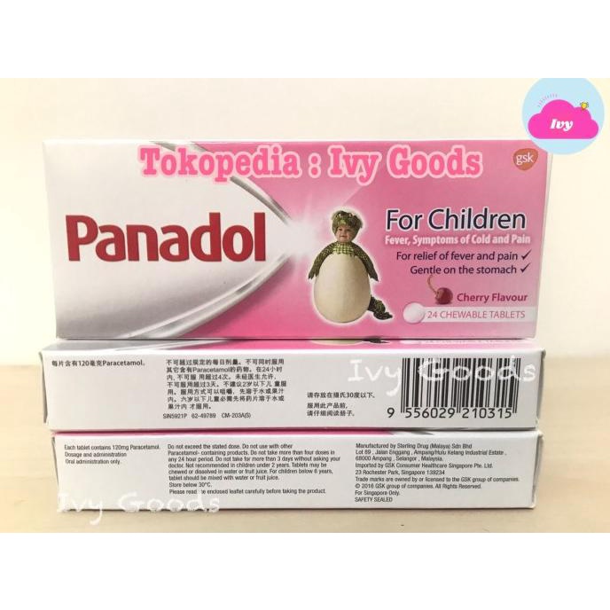 Panadol Singapore for Children Obat Anak 24 Chewable Tablets
