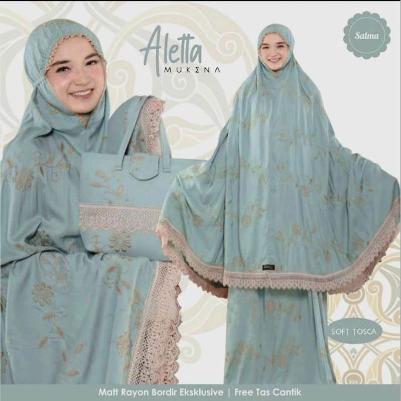 Mukena Aleta Super Jumbo Warna Navy Berenda Super Premium - Mukena Dewasa Rayon Bordir Renda Premium