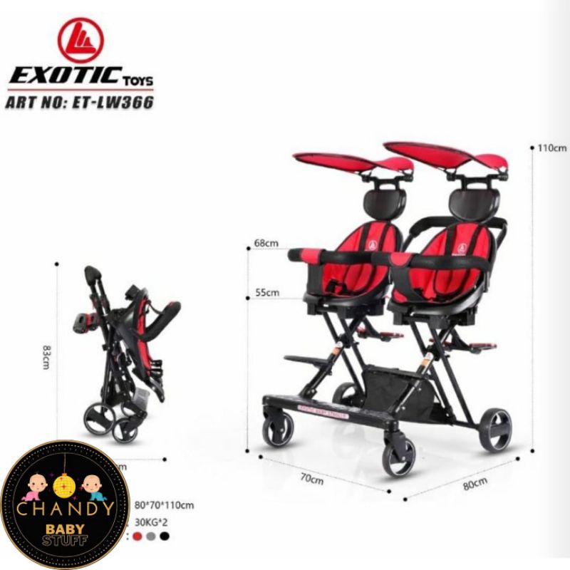 STROLLER BABY KEMBAR / TWIN EXOTIC LW 366 ( BISA HADAP DEPAN BELAKANG )