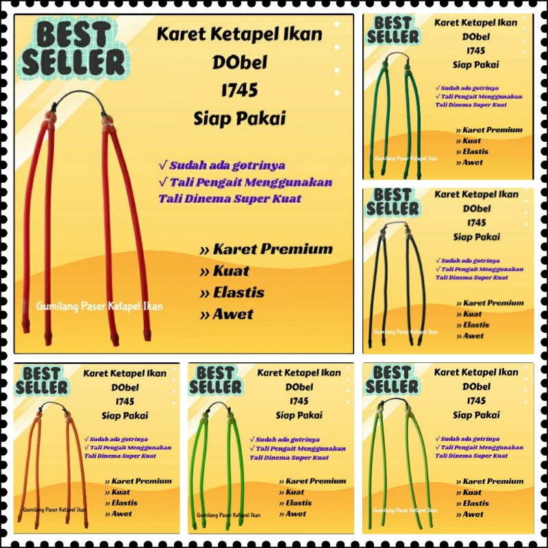 PREMIUM karet ketapel DOBEL POWER 1745 4,5 mm siap pakai kuat elastis awet