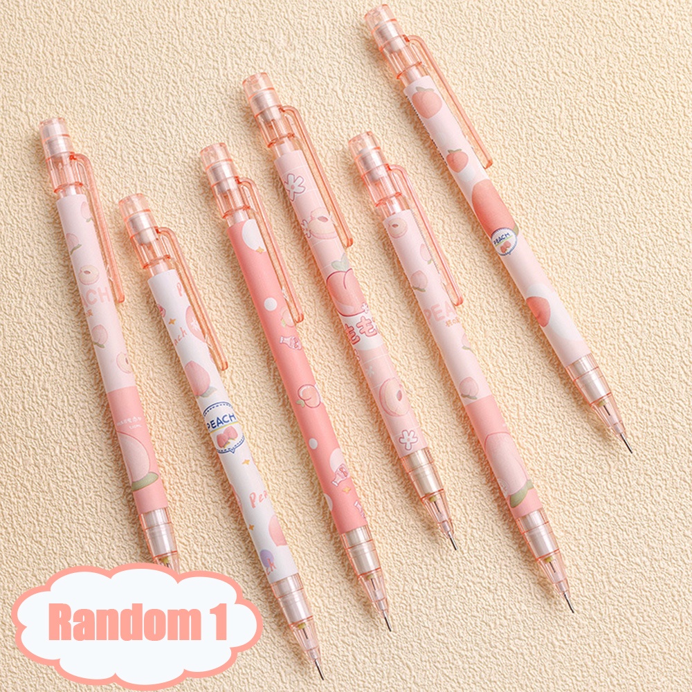 [Harga Grosir] Gaya Acak 0.5mm Pensil Otomatis Yang Dapat Diganti Pulpen Kantor Sekolah Perlengkapan Kawaii Stationery Pensil Siswa Otomatis Peach Lucu