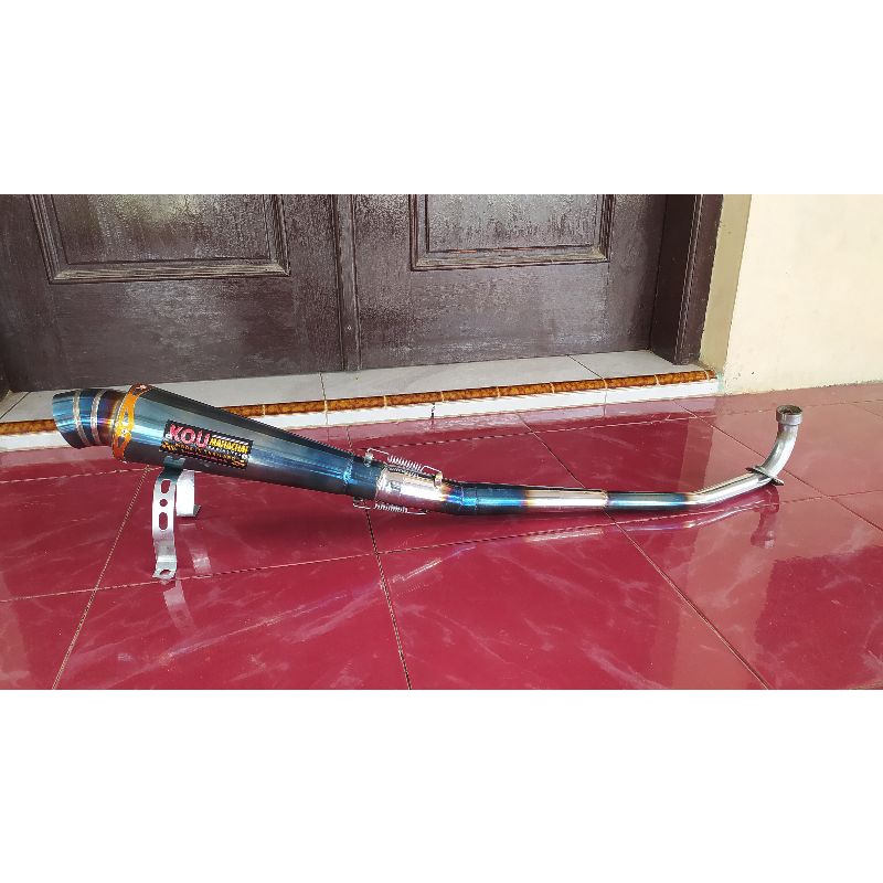 Knalpot racing KOU Blue biru Bakaran All motor bebek Kaze R, Smesh 110/125, Shogun 110/125, Karisma,