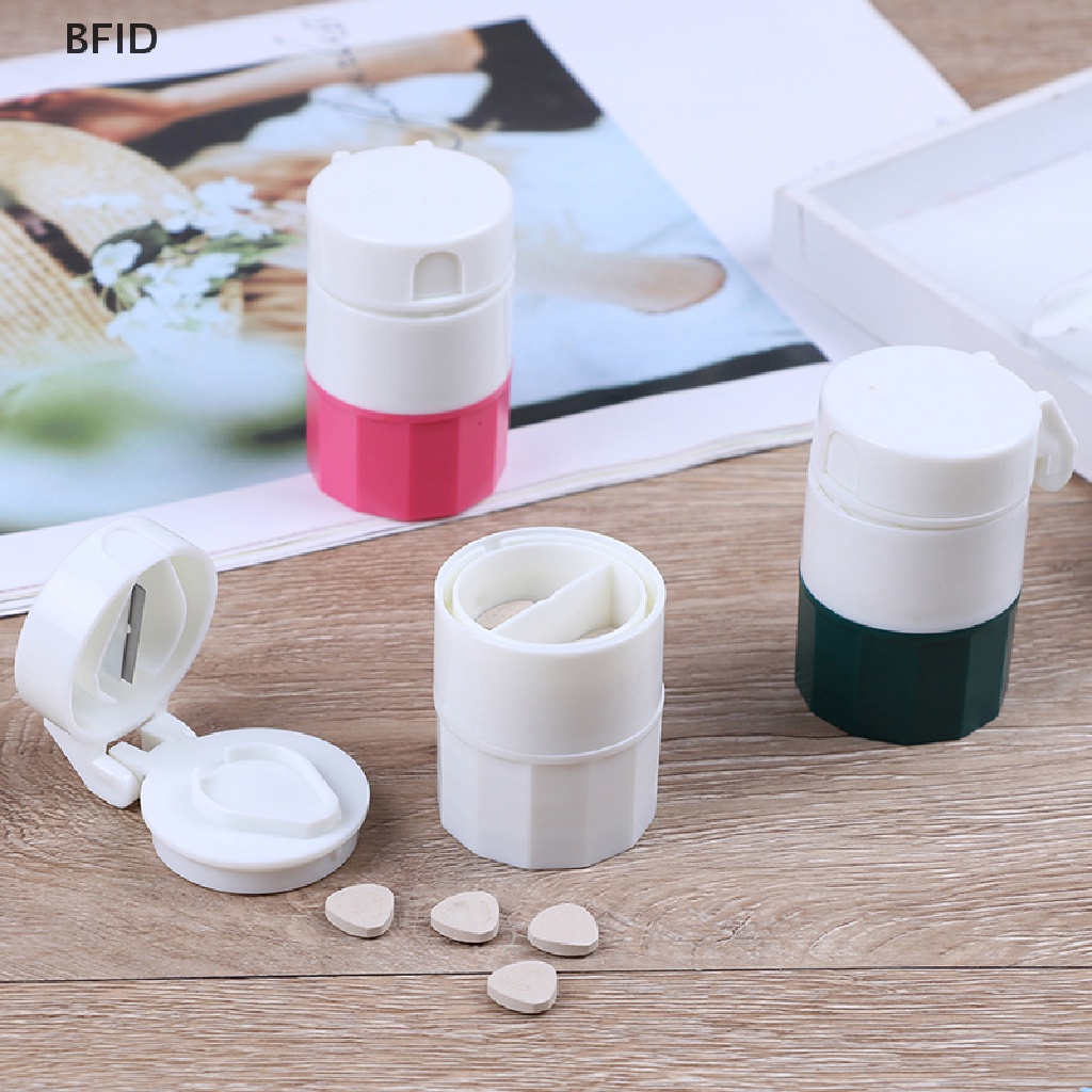 [BFID] Alat Pemotong Pill Box 4lapis Obat Penghancur Grinder Splitter Case Tablet Cutter [ID]