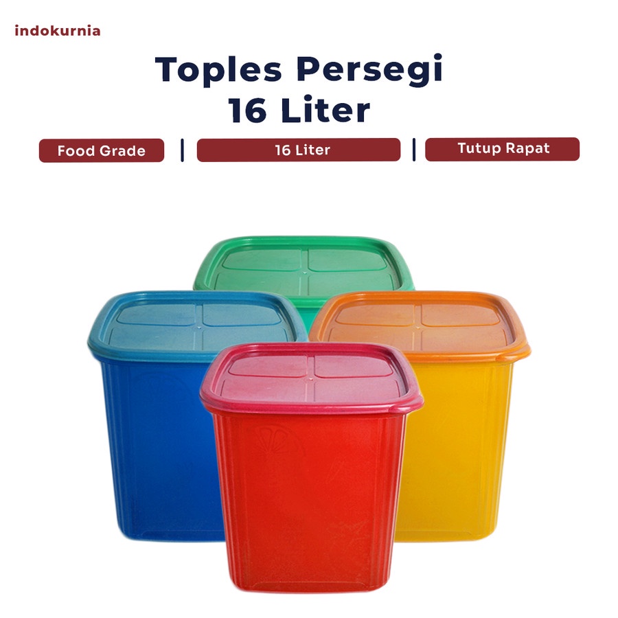 IK - TANAKA TOPLES PERSEGI Serbaguna 16 LITER WADAH SNACK KERUPUK