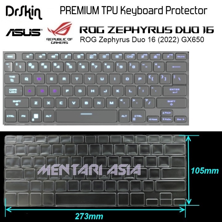 Keyboard Protector ASUS ROG Zephyrus Duo 16 GX650 2022 - DrSkin Premium TPU