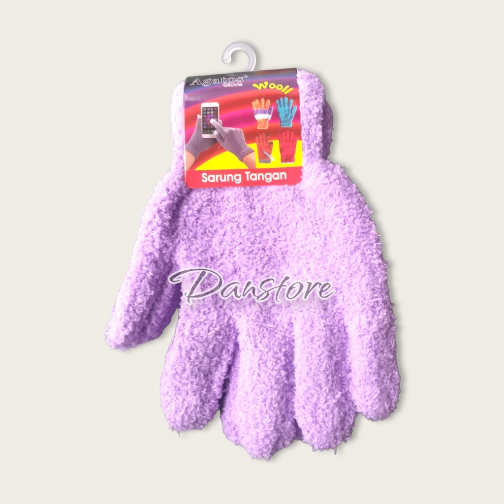 Sarung Tangan Wanita Motor Bulu Woll Handuk Rajut Wooll, Untuk Cewek Perempuan Wol Warna Polos (STG 5083)