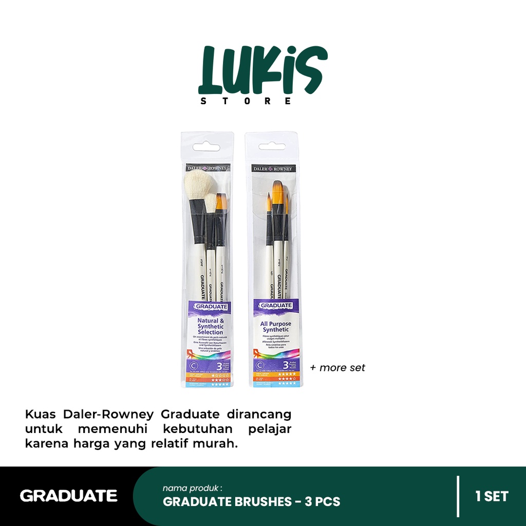 

Kuas Lukis GRADUATE Brushes SET | 3 pcs | Short Handle