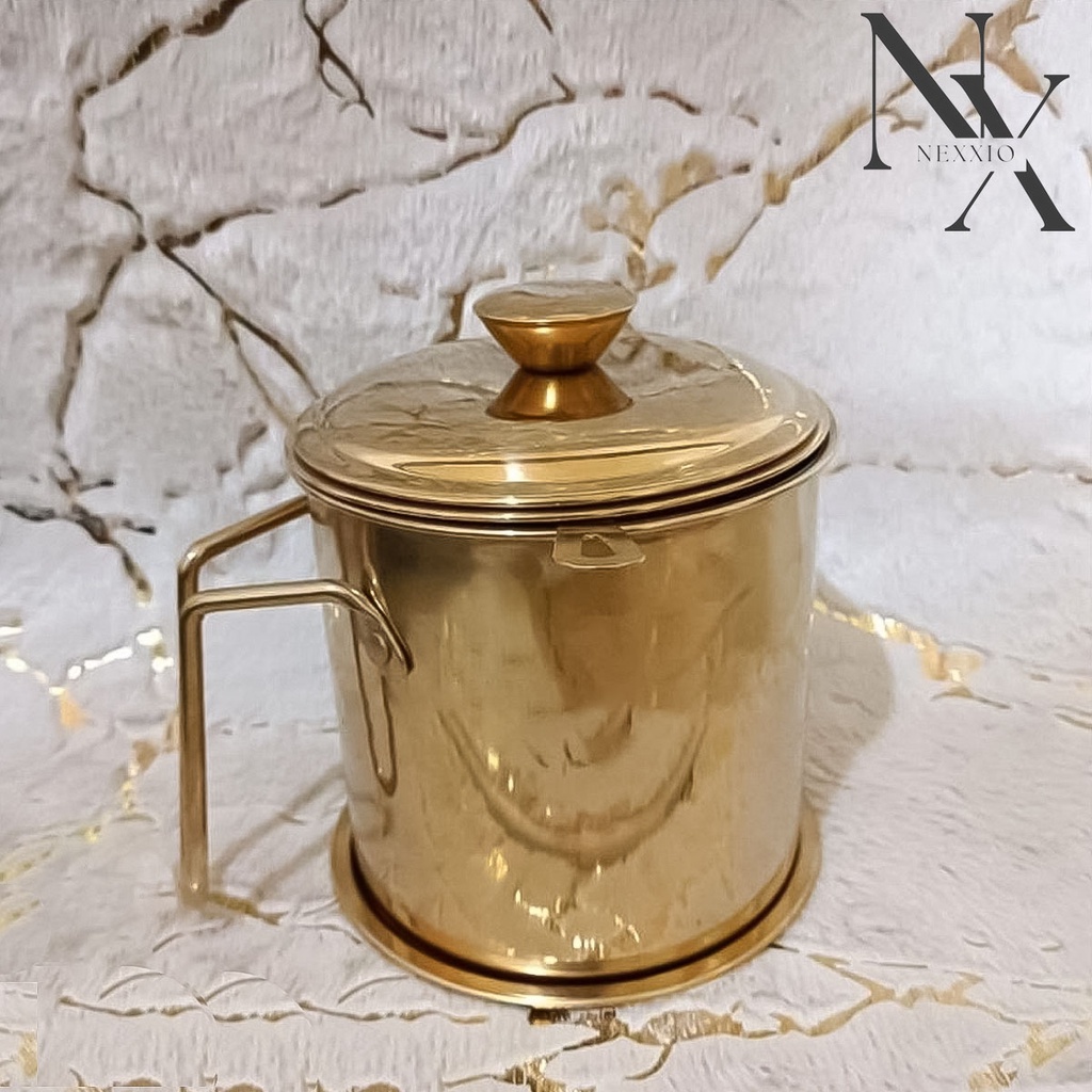 NEXXIO Oil Pot Penyaring Minyak Gold Stainless Steel 1.4 Liter / Wadah Saringan Minyak Gold / Oil Pot Gold Wadah Penyaring Minyak.