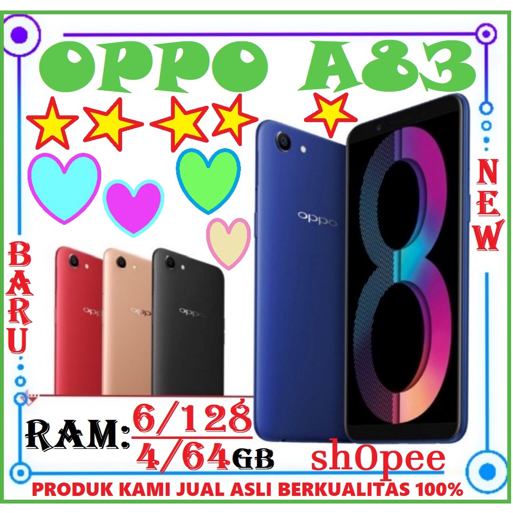 OPPO A83 ORI RAM 6/128 BARU FULLSET GARANSI 1TAHUN SEGEL IPS LCD 6,53inchi KAMERA SINGLE 13mp