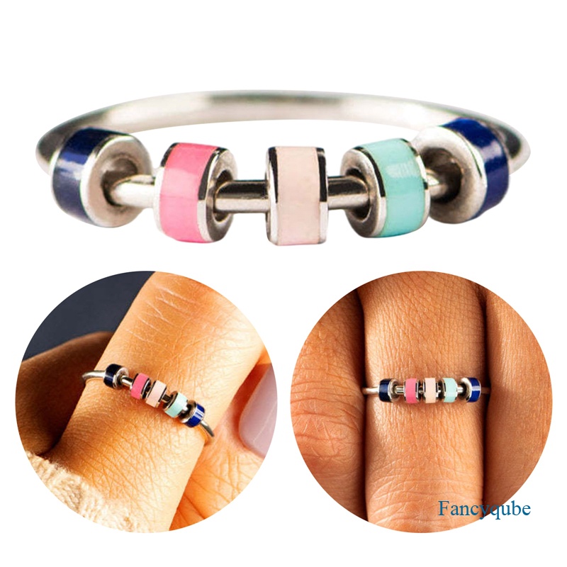 Manik Enamel Halus Kecemasan Fidget Rings Untuk Wanita Perempuan Anti Stres Rilis Mainan Yang Menyenangkan Cincin Perhiasan Tentang Putri Gelisah Cincin Hadiah