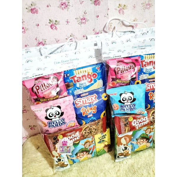 

Snack ultah kemas hangtag || Paket snack ulang tahun 12.500 annn || snack ultah surabaya