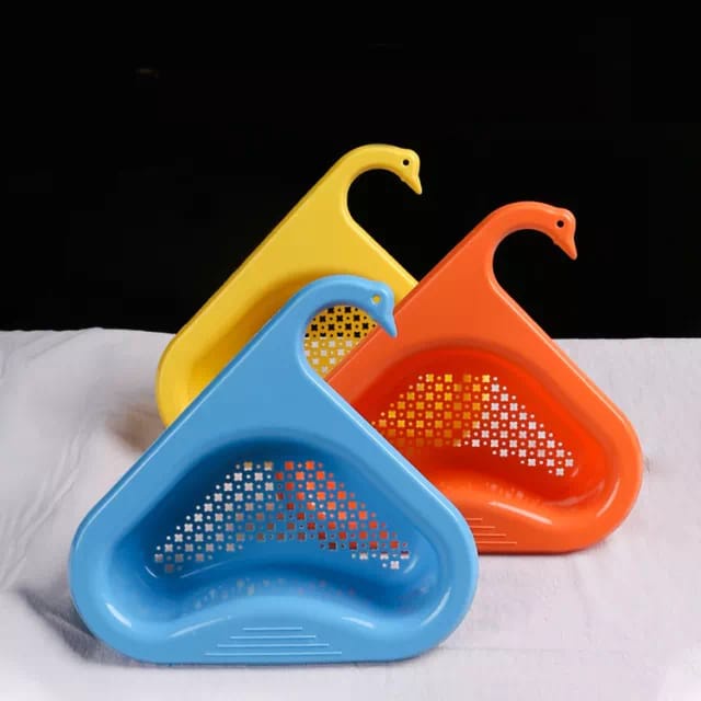 ACCFASHIONMURAH Rak Tirisan Sudut Wastafel Segitiga Bentuk Angsa High Quality / Keranjang cuci sayur saring/Wadah Saringan Pembuangan Sisa Makanan
