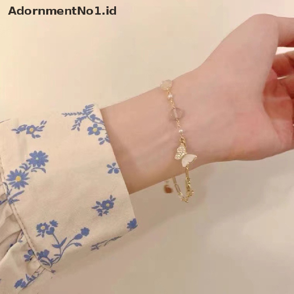 [AdornmentNo1] Gelang Kupu-Kupu Untuk Wanita Manik Warna-Warni Butterfly Bracelet Desain Fashionable Classy Bracelet Cute Sweet All-Match Accesorios Jewelry [ID]