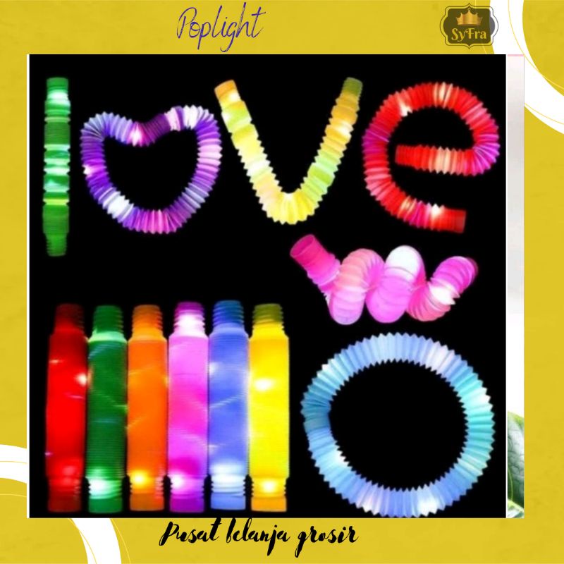 Mainan Anak pipa led  lampu warna warni  Light Up Pop led anak Pipes / Mainanlampu warna warni anak Murah lampu LED Harga 1 pc Mainan Anak Pipa Led Lampu Warna Warni