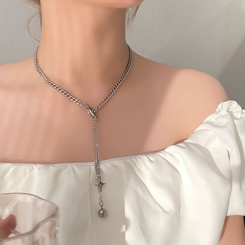 Kalung Hijab Bandul Necklace Korea Premium Aksesoris Silver Wanita