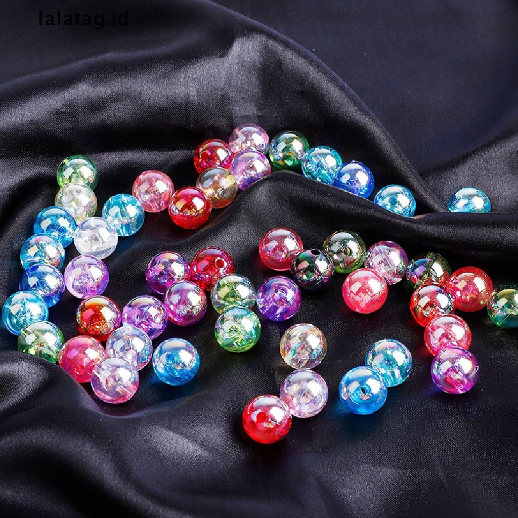 [lalatag] 50pcs 8mm AB Warna Bening Warna-Warni Longgar Bulat Transparan Spacer Manik DIY Bahan Gelang [ID]