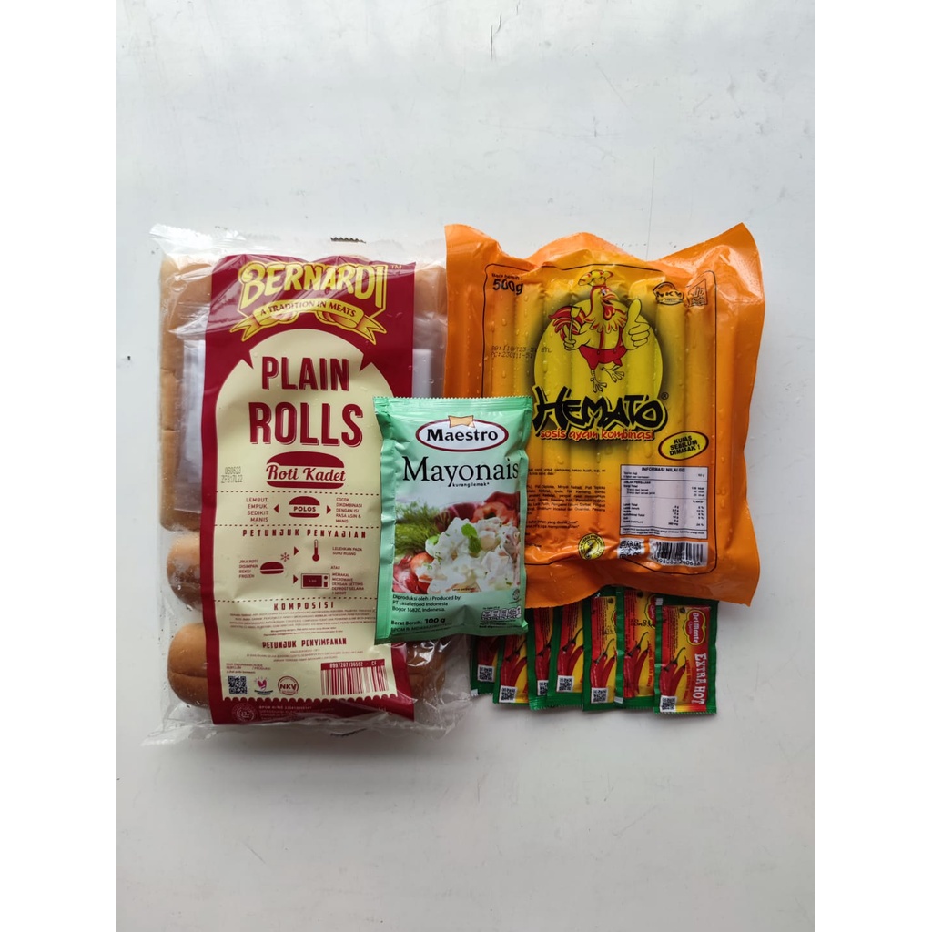 

(PAKET) BERNARDI hotdog jumbo + HEMATO sosis ayam 500gr