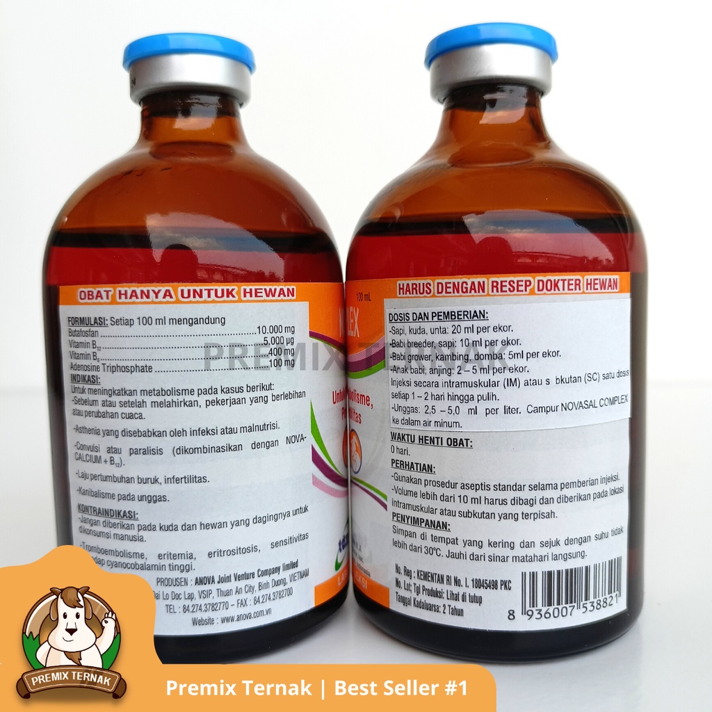 NOVASAL COMPLEX 100ml - Meningkatkan Metabolisme, Pertumbuhan, Kesuburan - Butafosfan, ATP, Vitamin B12 - Like Catosal Butasal