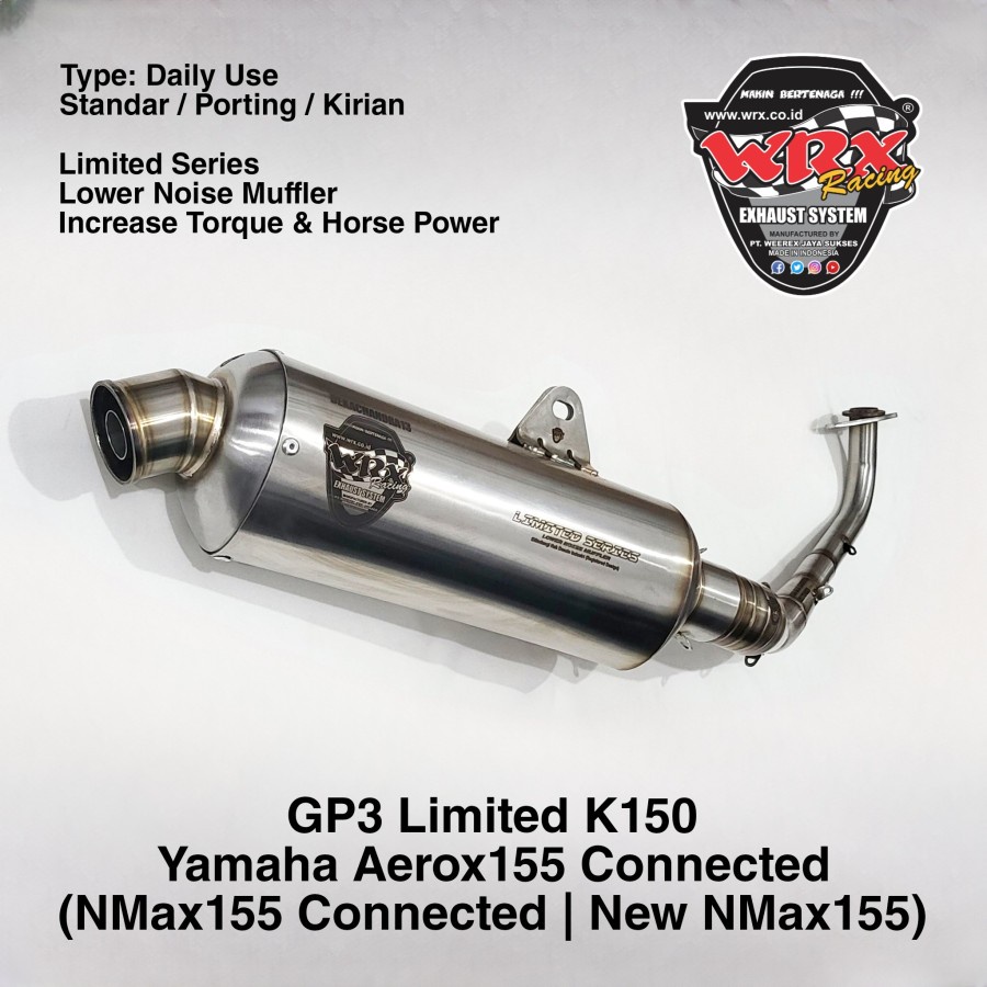Knalpot WRX GP3 Limited K150 New Aerox New Nmax connected