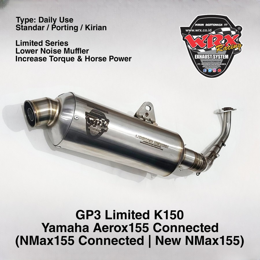 Knalpot WRX GP3 Limited K150 K175 New Aerox New Nmax connected