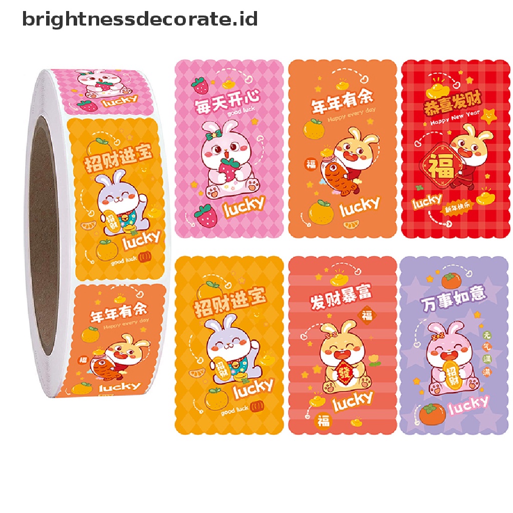 [Birth] 500pcs/roll 3 * 5cm 2023tahun Baru Rabbit Blessed Sticker Paket Kado Stiker [ID]