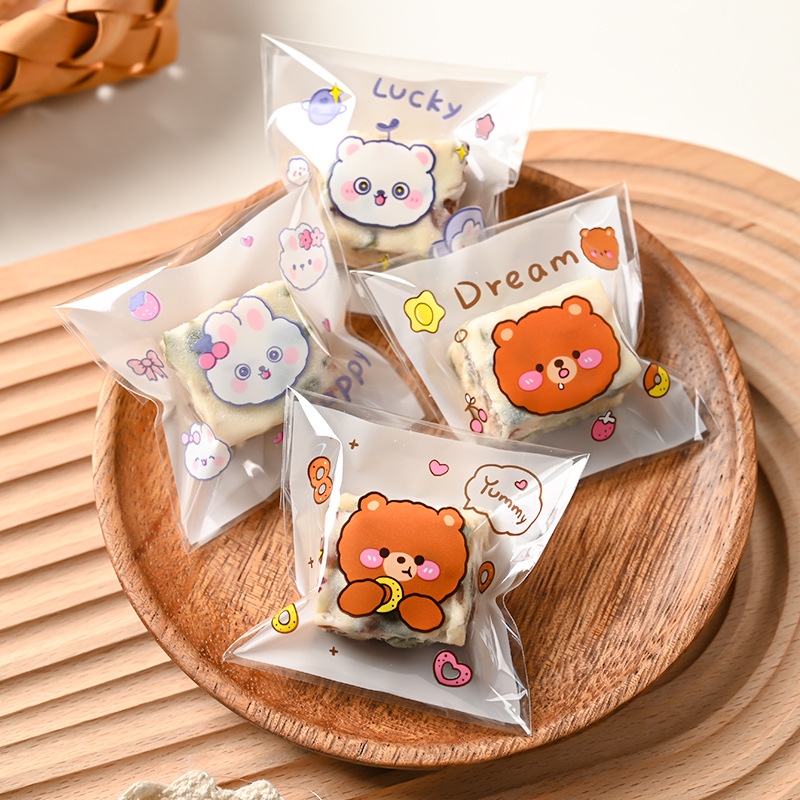 PLASTIK COOKIES 2 MOTIF 7X7/10X10 CM/ PLASTIK COOOKIES MOTIF AESTHETIC BEAR RABBIT TERBARU / GAYA JAPAN