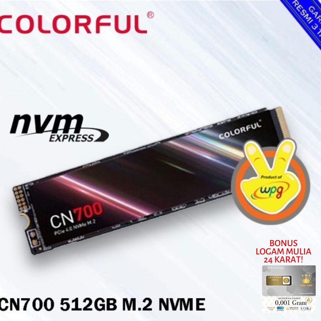 SSD Colorful CN700 512 GB NVMe PCIe4 - SSD Colorful 512GB NVMe CN700