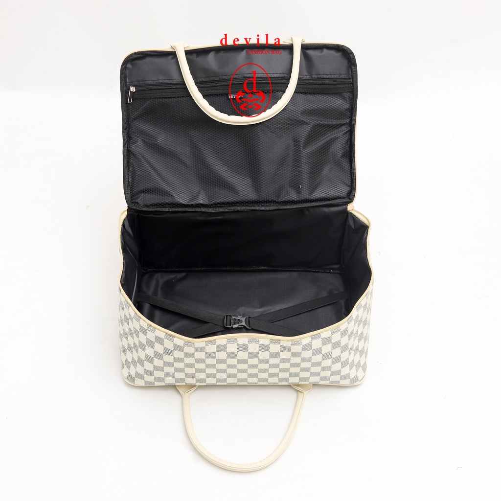 PREMIUM CREAM BOXES TRAVEL BAG - Tas Koper Waterproof Motif Krem Murah