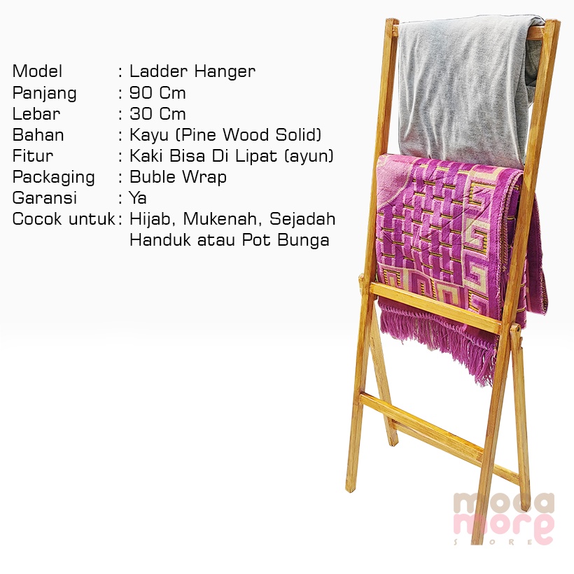 Ladder Hanger - Rak Serba Guna Mukena - Gantungan Handuk - Gantungan Jilbab Kayu Aesthetic
