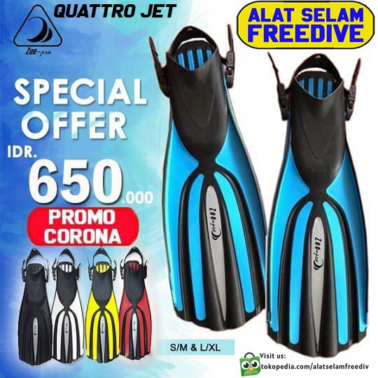 Fin Fin Kaki Katak Scuba Diving Selam Fins Zeepro Quattro Jet Plus