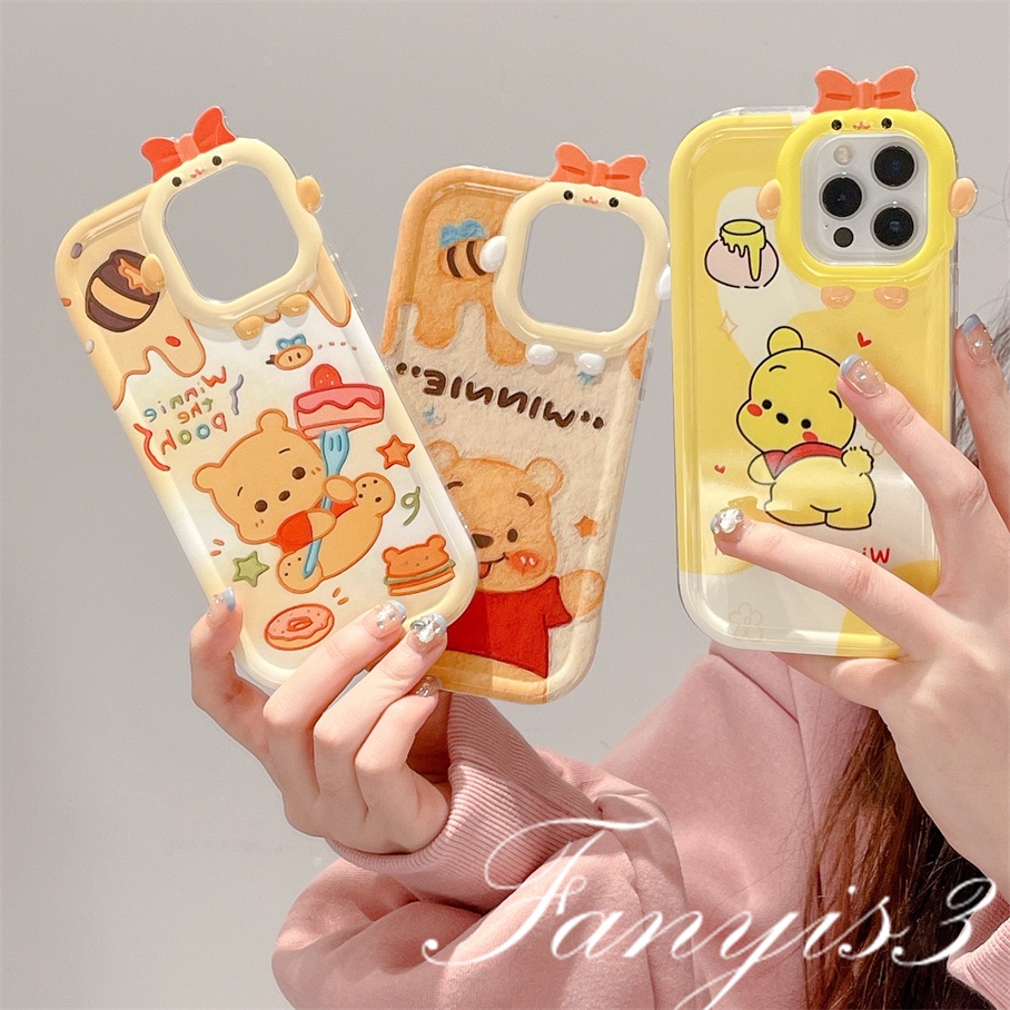 OPPO A78 A17 A77 A77s A57 A76 A16 A16s A15 A15s A74 A54 A95 A94 A3s A5s A53 A33 A32 A5 A9 2020 A31 Reno 7Z 6 5F 5 5K A92 A93 A16k Cute Winnie Bear Monster Len Phone Case Lembut Sarung