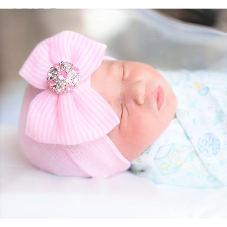 (pimenova) Topi newborn 0-3bln  bayi girl Soft baby bonnets for girls bowknot flower baby girl