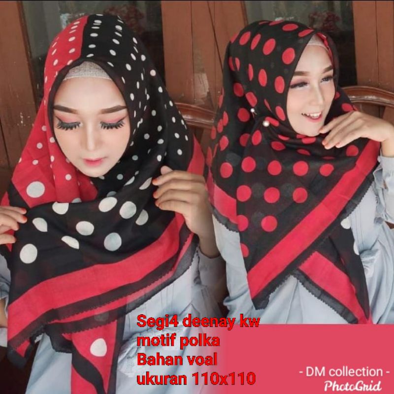 Hijab segi4 deenay kw motif polkadot