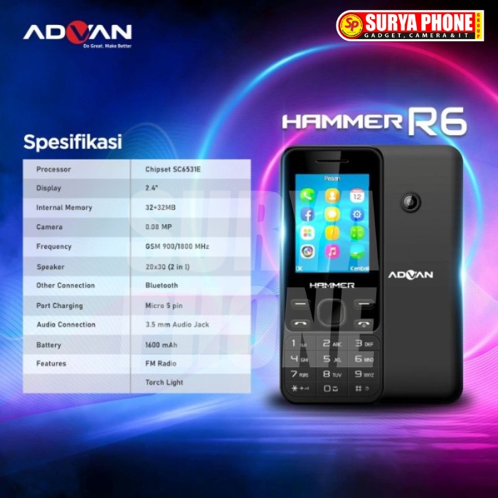 Advan Hammer R6 Handphone Telpon dan SMS Murah Bergaransi