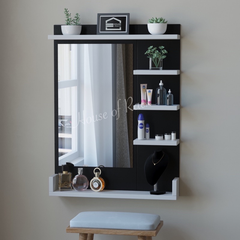 RAK MAKEUP GANTUNG WARNA KOMBI PUTIH / MEJA RIAS GANTUNG / RAK RIAS / MEJA RIAS DINDING / KACA RIAS 