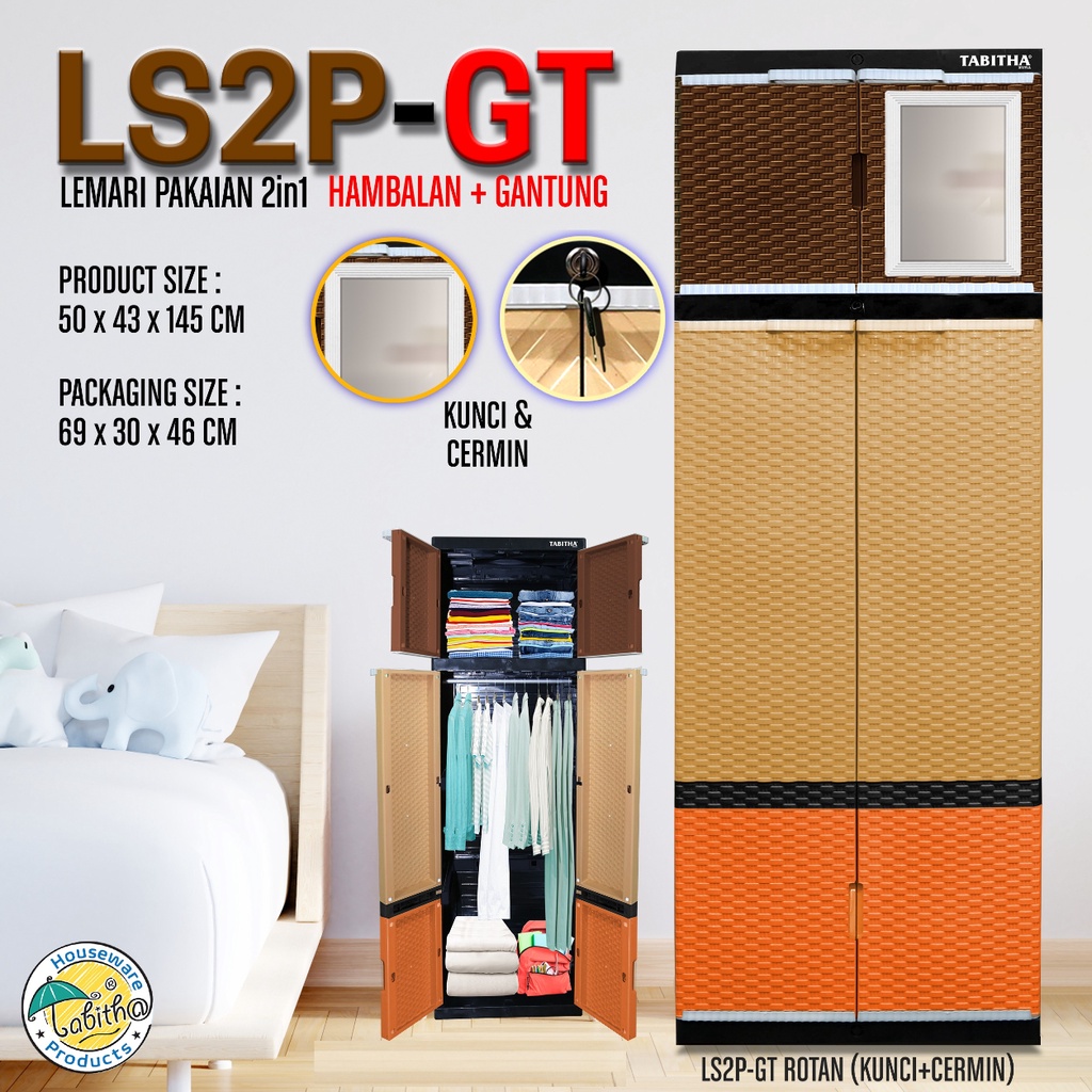 Tabitha Lemari Pakaian Plastik dengan Gantungan Tabitha LS2P-GT Series