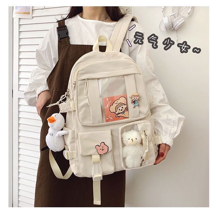 TASHAPPY  EL 4339 Tas RANSEL Wanita Bahan Canvas Free Gantungan Boneka LucuTerbaru model korea supplier tas import