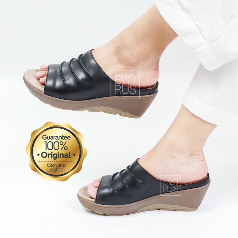 Scholl Memory Cushion G57 Black 100% Original Sepatu Sandal Wanita Kulit Asli Genuine Leather